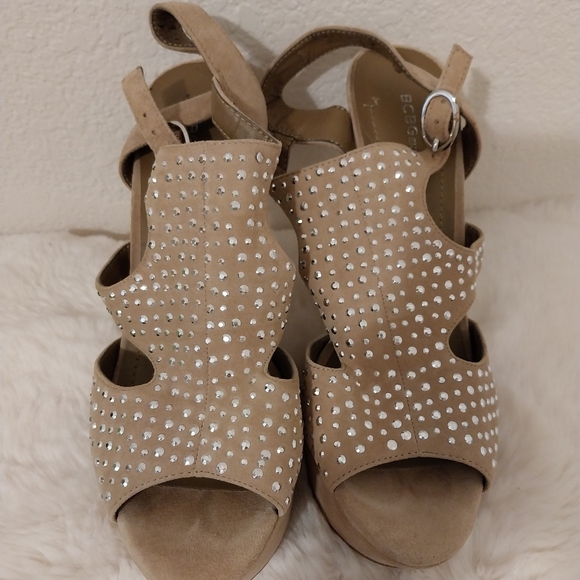 Rhinestone Tan Platinum Heels - Picture 3 of 3